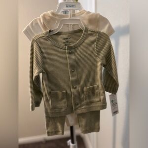 Carter's Green Striped Baby Bodysuit